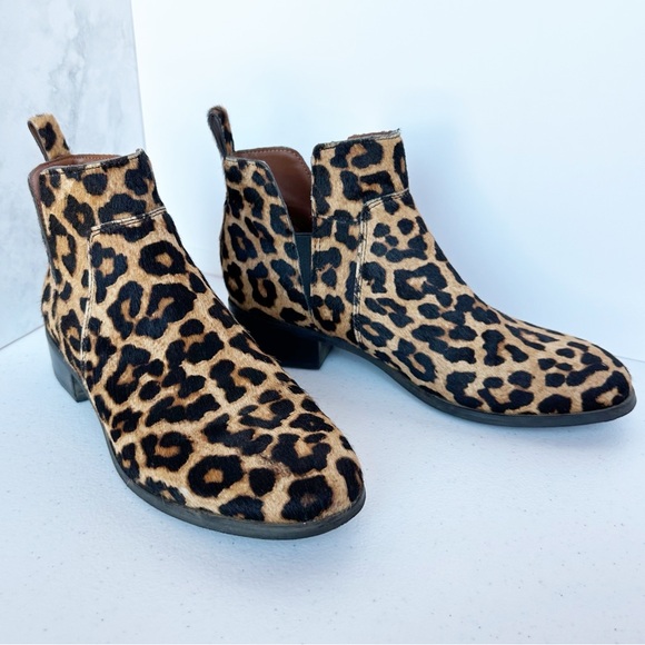 Franco Sarto Leopard Print Calf Hair Booties 8 - Picture 1 of 9